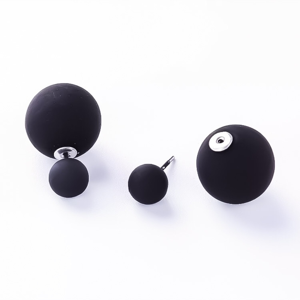 ⚫️𝟮=𝟱𝟬%𝗢𝗙𝗙⚫️ ⚜️[𝟯/$𝟭𝟴]⚜️Black Double Sided Ball Earrings NEW - Picture 4 of 6